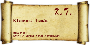 Klemens Tamás névjegykártya