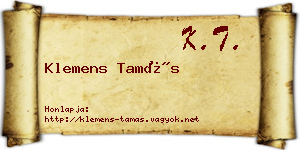 Klemens Tamás névjegykártya